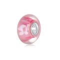 Perle de charme en verre rose avec cœur en argent pour bracelets bijoux DIY - Pétale de Nuage Rose (2)