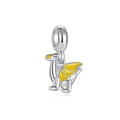 Polished silver dragon charm with yellow enamel wings for DIY necklaces and bracelets - Yellow