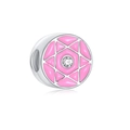 Perle étoile en émail rose avec zircon pour bracelets à breloques DIY et bijoux - Breloque Étoile Émail Rose (MDF484)