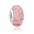 Perle en verre rose fleur de cerisier avec cœur en argent pour bracelet fleuri - Style de Perle de Verre Fleur Rose (26)