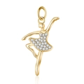 Elegante colgante de bailarina dorado con falda de cristal blanco y acabado pulido en blanco - Estilo Bailarina de Ballet (MDF730)