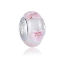 Perle en verre fleur de cerisier rose avec noyau en argent S925 pour bijoux DIY - Fleur de Cerisier Rose Blanc (12)