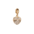 Golden heart charm with clear rhinestones and Only You engraving for bracelets - Only you Rhinestone Heart (MDF653)
