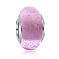 Perle en verre rose bullé avec anneaux en argent pour bracelet DIY fait main - Verre à Bulles Rose (13)