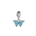 Colgante de mariposa de esmalte azul con asa plateada para pulseras y collares DIY - Estilo Mariposa Transparente Azul Claro (MDF706)
