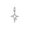 Sparkling silver star pendant with cubic zirconia for DIY jewelry making - Silver 8-Point Star Combination Style (MDF576)