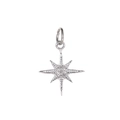 Silver octagonal star charm pendant featuring sparkling zircons for DIY jewelry making - Silver North Star 8-Point Star Style (MDF577)