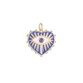 Heart-shaped Evil Eye pendant in blue enamel with gold accents for jewelry making - Blue Heart Evil Eye (MDF323)
