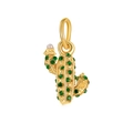 Pendentif cactus doré avec strass verts et perle blanche sur fond blanc élégant - Cactus Strass Perle Artificielle (20)