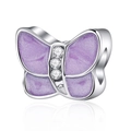 Ciondolo farfalla in argento con smalto viola e zirconi per creazione di gioielli - Viola