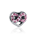 Charm cœur infini avec cristaux roses et finition argent pour bracelets DIY - Breloque Cœur Infini Rose (CTB589)