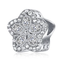 Charm fleur en argent 925 avec zircons scintillants pour bracelets et colliers DIY - Breloque Fleur Brillante Argent (CTB1108)