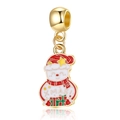 Pendentif bonhomme de neige doré avec chapeau rouge et inscription XMAS pour bracelets - Bonhomme de Neige XMAS (25)