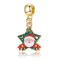 Pendentif étoile de Noël avec Père Noël en émail vert pour bracelets et colliers - Père Noël Étoile (21)