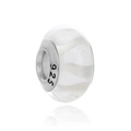 Perle goutte en verre blanc avec noyau en argent 925 pour bracelets bijoux DIY - Vague Blanche Semi-transparente (34)