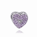 Charme cœur en argent avec zircone violette et motif évidé pour bracelets personnalisés - 19
