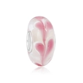 Perle charm en verre rose avec motif cœur et cœur en argent poli pour bijoux DIY - Rose Clair Blanc Lait Entrelacé (35)