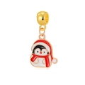 Pendentif pingouin de Noël mignon avec bonnet rouge et émail coloré en finition dorée - Manchot de Noël (2)