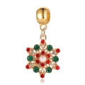 Pendentif flocon de Noël avec strass rouges et verts et une perle blanche sur fond blanc - Pendentif Flocon de Neige Perle Artificielle (3)