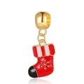 Pendentif chaussette de Noël rouge en émail doré pour la création de bijoux DIY - Chaussette de Noël (4)