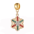 Pendentif flocon de neige de Noël doré avec strass rouges et verts pour bijoux DIY - Charme de Flocon de Neige en Strass (5)