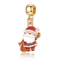 Pendentif Père Noël avec émail rouge et finition dorée pour bracelets de perles DIY - Père Noël avec Cadeau (6)