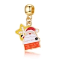 Charm Père Noël dans la cheminée en métal doré et émail pour bracelets DIY créatifs - Père Noël dans la Cheminée (7)