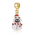 Breloque panda bonhomme de neige de Noël en placage or et émail coloré - Panda Bonhomme de Neige (8)