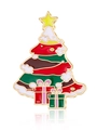 Christmas tree enamel brooch pin with colorful holiday ornaments and golden star - Christmas Tree Style