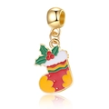Pendentif botte de Noël en émail rouge et vert pour la création de bijoux DIY - Chaussette Rouge et Verte (11)
