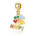 Pendentif breloque ballons de cœur HAPPY coloré doré pour bracelets de Noël DIY - Lettres HAPPY Colorées (12)