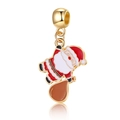 Pendentif Père Noël en émail rouge et finition dorée pour bijoux DIY - Père Noël avec Sac de Cadeaux (13)