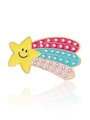 Rainbow shooting star brooch with gold trim, colorful enamel and sparkling rhinestones - Meteor Rainbow
