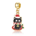 Charm chat noir de Noël avec chapeau rouge pour la création de bijoux DIY - Chat Noir avec Bougie (14)