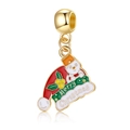 Pendentif bonhomme de neige de Noël en émail avec anneau doré pour bracelets DIY - Bonhomme de Neige Merry Christmas (15)