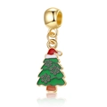 Pendentif sapin de Noël doré en émail vert avec motifs flocons pour bijoux DIY - Style Sapin de Noël (16)