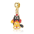 Pendentif chat de Noël avec bonnet rouge et cloche à flocons pour bijoux personnalisés - Clochette Chat Noir (17)