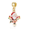 Pendentif Père Noël en émail rouge pour bracelets à breloques, finition dorée - Père Noël Patineur (18)