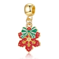 Pendentif flocon de neige de Noël rouge et or avec nœud en émail pour bijoux DIY - Flocon avec Nœud (23)