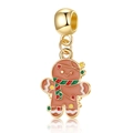Pendentif bonhomme en pain d'épices en métal doré et émail pour bracelets de Noël - Gingerbread Man (26)