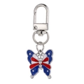 Portachiavi a farfalla argentata con motivi bandiera e strass scintillanti luminosi - Stile Farfalla (MDK009)