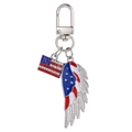Portachiavi con bandiera americana, strass e ali smaltate rosse, bianche e blu - Stile Targa Bandiera e Ala (MDK011)