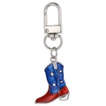 Portachiavi stivale da cowboy patriottico con colori bandiera USA e anello in argento - Stile Stivale da Cowboy (MDK002)