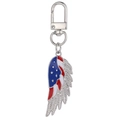 USA flag winged heart alloy keychain with blue stars and red white stripes enamel - Single Wing Style (MDK006)