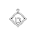 Ciondolo a rombo con perline argentate e lettera D per creazione gioielli DIY - Cornice Rombo Lettera D Argento (DGB1776)