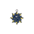 Donkere gotische zonnehanger met blauw emaille, gele raaf en hemelse astronomie - Zon Kraai Stijl (MDF851)