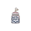 Donkere stijl schedel hanger met blauw emaille en roze zegel voor DIY kettingen - Schedel Pot Stijl (MDF853)