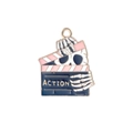 Gothic skull clapperboard pendant with Action text in enamel finish for DIY necklaces - Clapperboard Skull Style (MDF856)