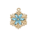 Goldener Schneeflocken-Anhänger mit hellblauen Markisesteinen für DIY-Schmuckherstellung - Hellblauer Schneeflocken-Stil (DGB1771)