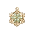 Goldener Schneeflocken Anhänger mit grünen Edelsteinen für DIY Armbänder und Ketten - Hellgrüner Schneeflocken-Stil (DGB1773)